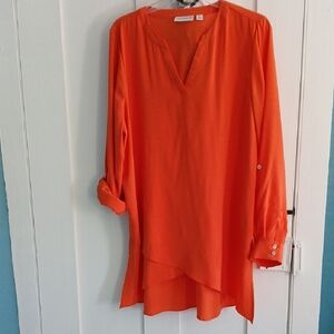 Vibrant Orange Long Sleeve Blouse
